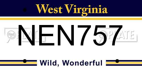 NEN757 West Virginia License Plate