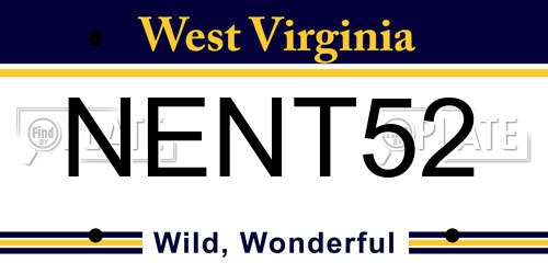 NENT52 West Virginia License Plate