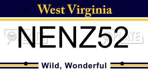 NENZ52 West Virginia License Plate