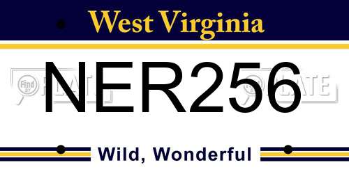 NER256 West Virginia License Plate