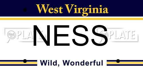NESS West Virginia License Plate
