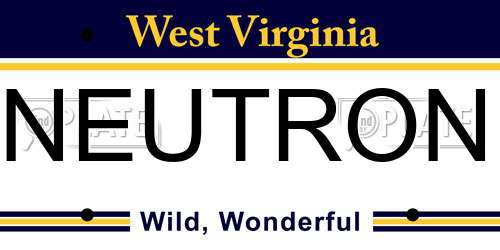 NEUTRON West Virginia License Plate