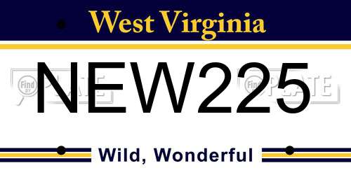 NEW225 West Virginia License Plate