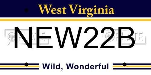 NEW22B West Virginia License Plate