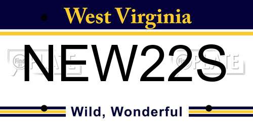 NEW22S West Virginia License Plate