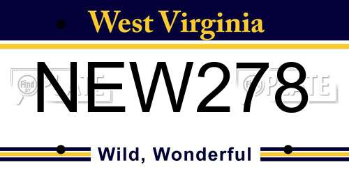 NEW278 West Virginia License Plate