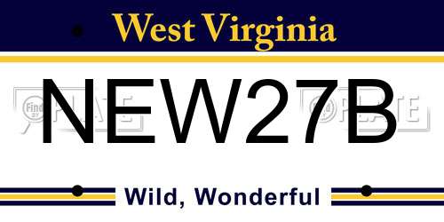 NEW27B West Virginia License Plate