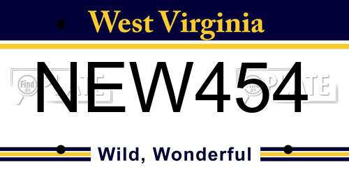 NEW454 West Virginia License Plate