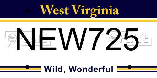 NEW725 West Virginia License Plate