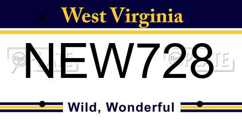NEW728 West Virginia License Plate
