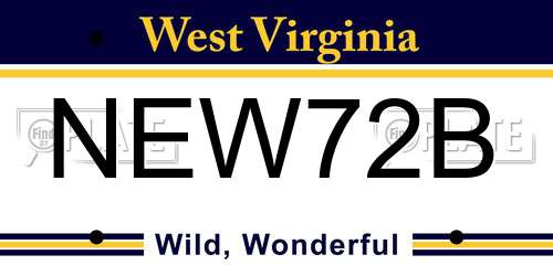 NEW72B West Virginia License Plate