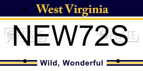 NEW72S West Virginia License Plate