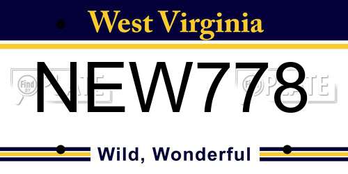 NEW778 West Virginia License Plate