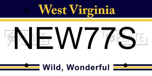 NEW77S West Virginia License Plate