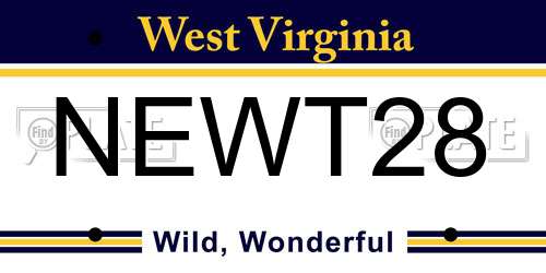 NEWT28 West Virginia License Plate