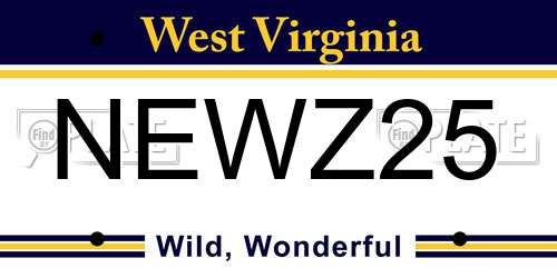 NEWZ25 West Virginia License Plate