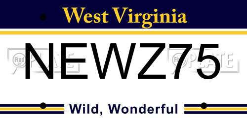 NEWZ75 West Virginia License Plate
