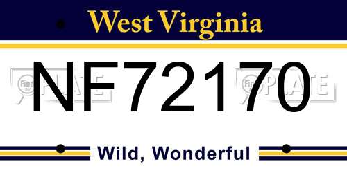 NF72170 West Virginia License Plate