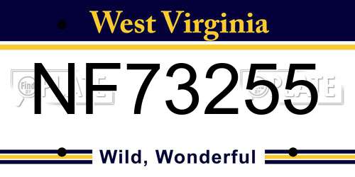 NF73255 West Virginia License Plate