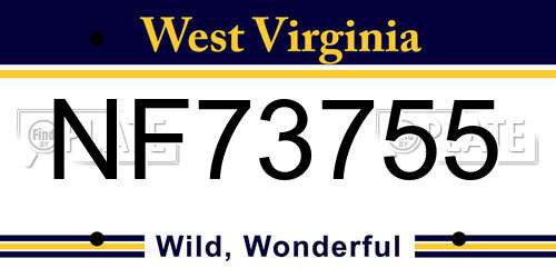 NF73755 West Virginia License Plate