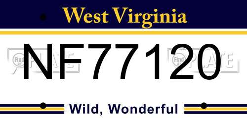 NF77120 West Virginia License Plate