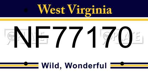 NF77170 West Virginia License Plate