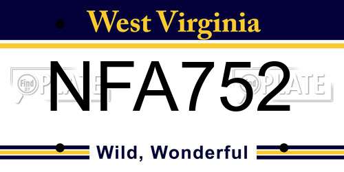 NFA752 West Virginia License Plate