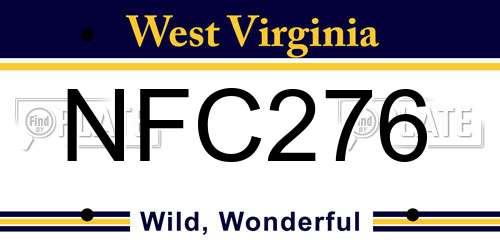 NFC276 West Virginia License Plate