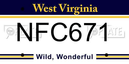 NFC671 West Virginia License Plate