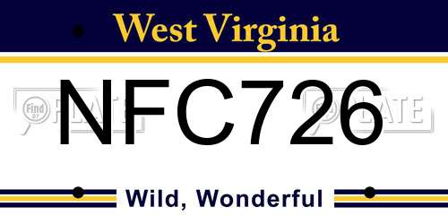 NFC726 West Virginia License Plate