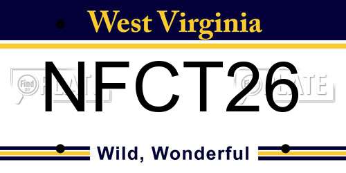 NFCT26 West Virginia License Plate