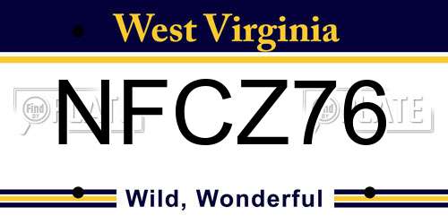 NFCZ76 West Virginia License Plate