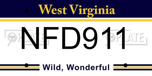 NFD911 West Virginia License Plate