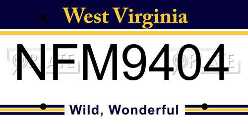 NFM9404 West Virginia License Plate