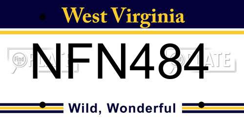 NFN484 West Virginia License Plate