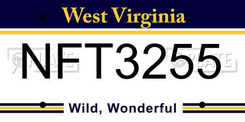 NFT3255 West Virginia License Plate