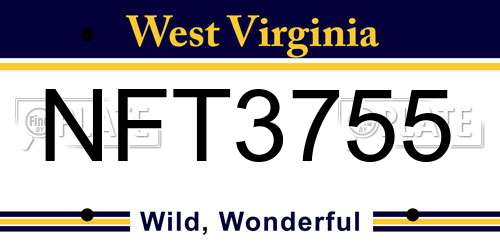 NFT3755 West Virginia License Plate