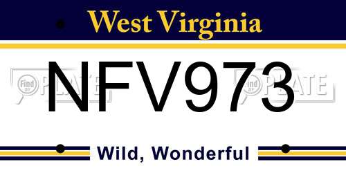 NFV973 West Virginia License Plate