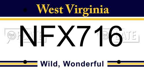 NFX716 West Virginia License Plate