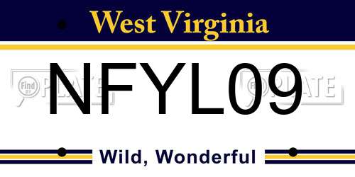 NFYL09 West Virginia License Plate