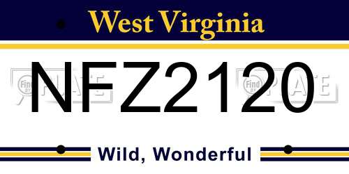 NFZ2120 West Virginia License Plate