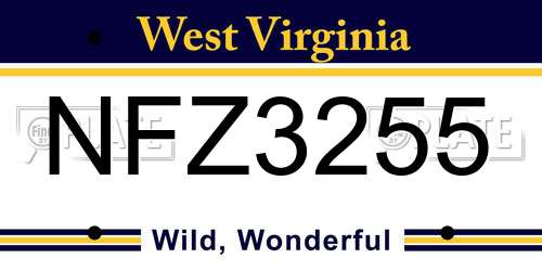 NFZ3255 West Virginia License Plate