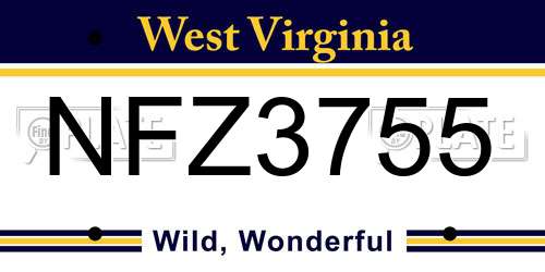 NFZ3755 West Virginia License Plate