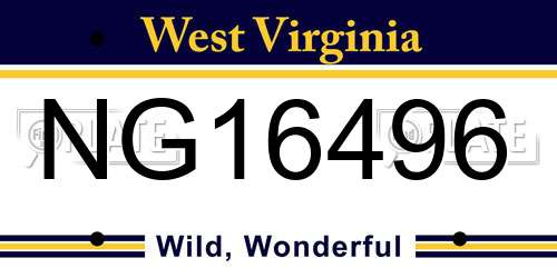 NG16496 West Virginia License Plate
