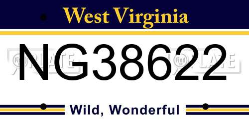 NG38622 West Virginia License Plate