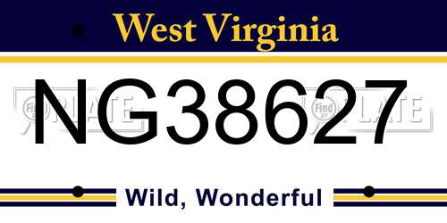 NG38627 West Virginia License Plate