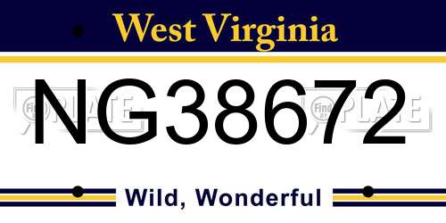 NG38672 West Virginia License Plate