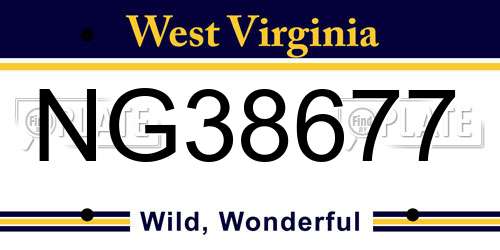 NG38677 West Virginia License Plate