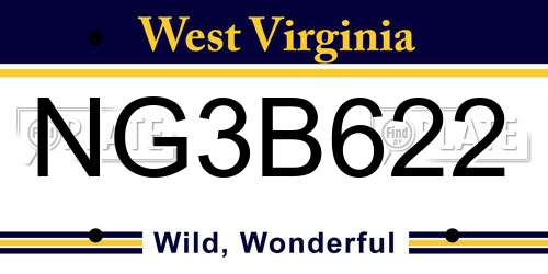 NG3B622 West Virginia License Plate