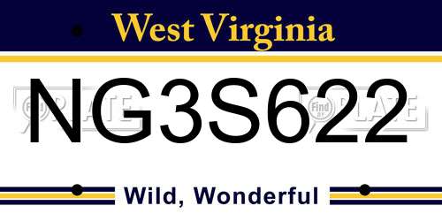 NG3S622 West Virginia License Plate